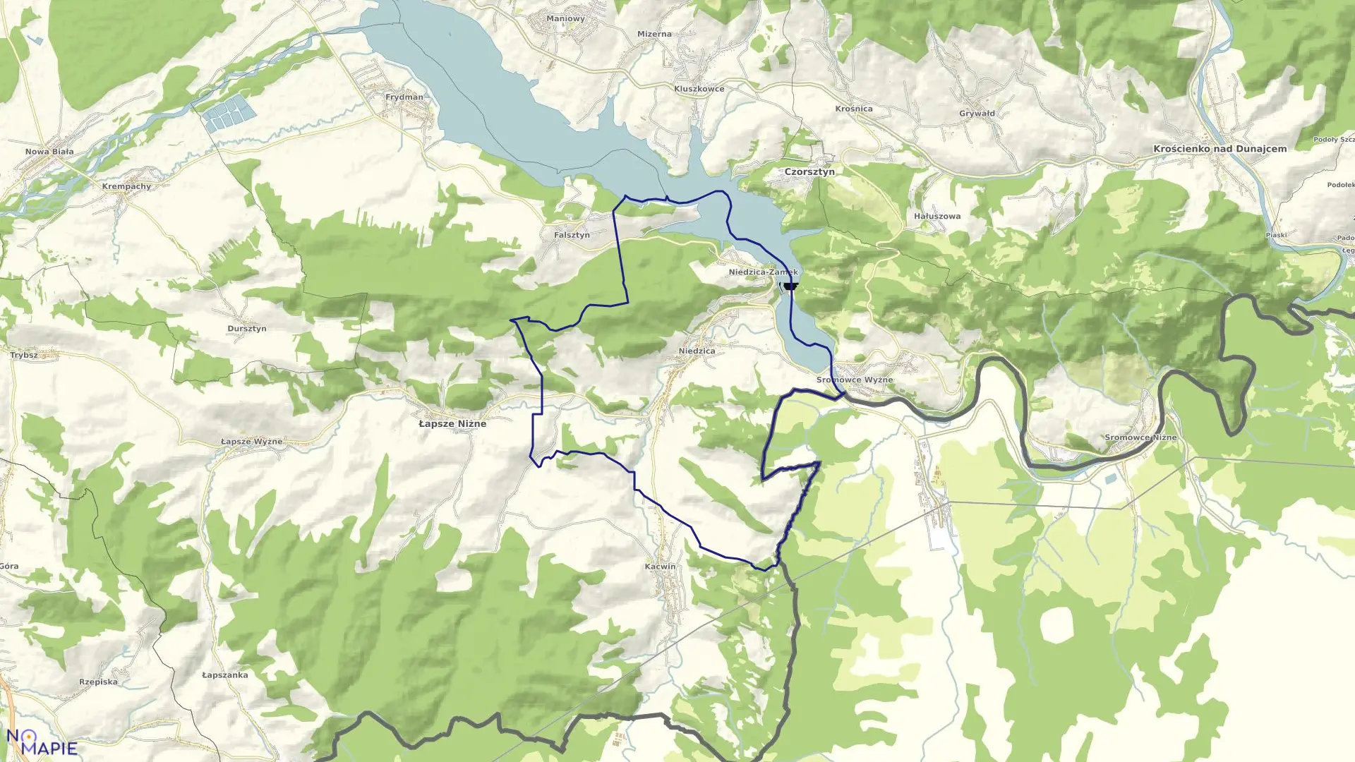 Mapa obrębu Niedzica w gminie Łapsze Niżne